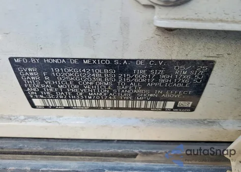 2026 Honda Hr-V Lx z USA, uszkodzony, nr VIN 3CZRZ1H33TM701743